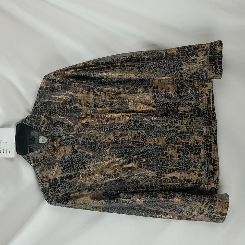 Chico's metallic alligator reversible jacket NWT